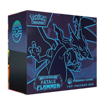 Pokémon Center Top-Trainer-Box Mega-Entwicklung – Fatale Flammen – Deutsch | Stanzlöcher in Folie