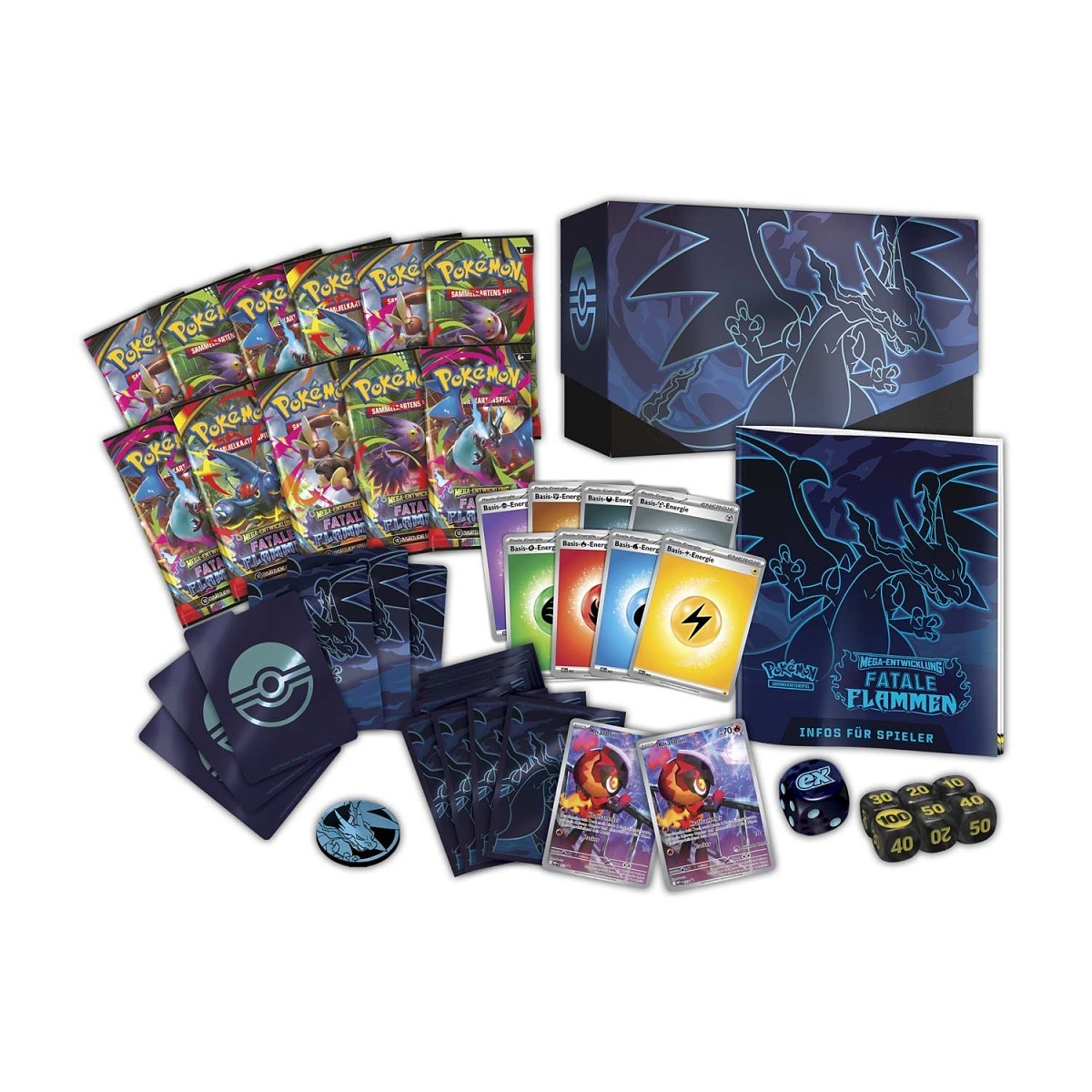 Pokémon Center Top-Trainer-Box Mega-Entwicklung – Fatale Flammen – Deutsch | Stanzlöcher in Folie