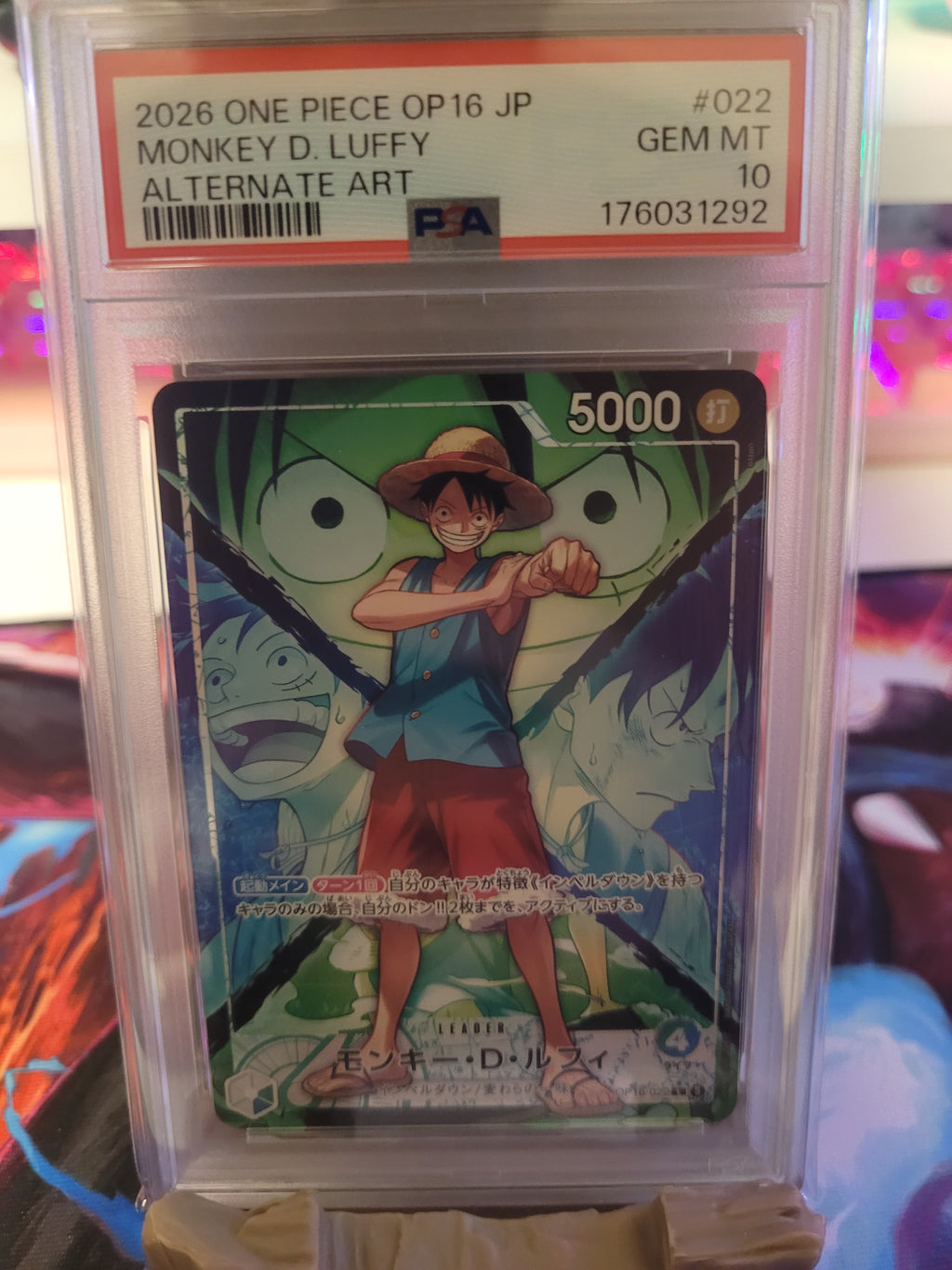 One Piece Card Game OP16-022 Monkey D. Luffy Alternate Art – Japanisch – PSA 10